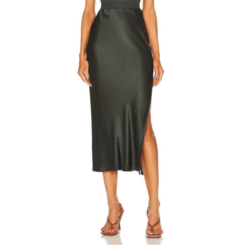 Enza Costa Satin navy Bias Cut Satin Skirt Size 0